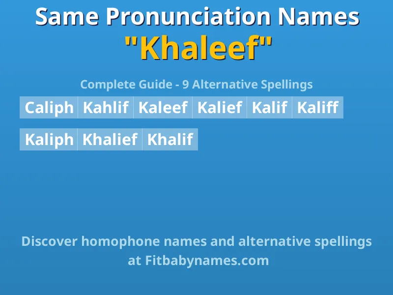 Infographic: Khaleef same pronunciation names, similar names, and homophone names