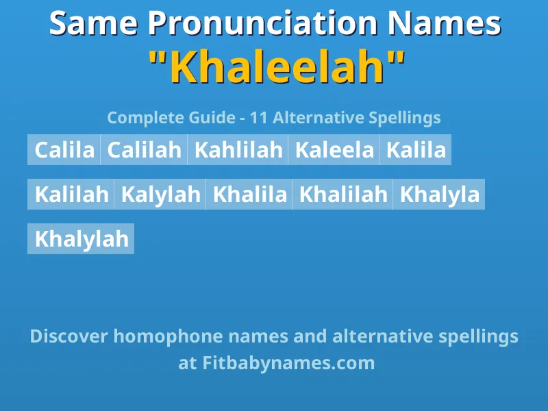 Infographic: Khaleelah same pronunciation names, similar names, and homophone names