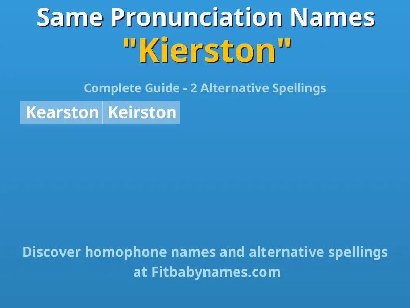 Infographic: Kierston same pronunciation names, similar names, and homophone names