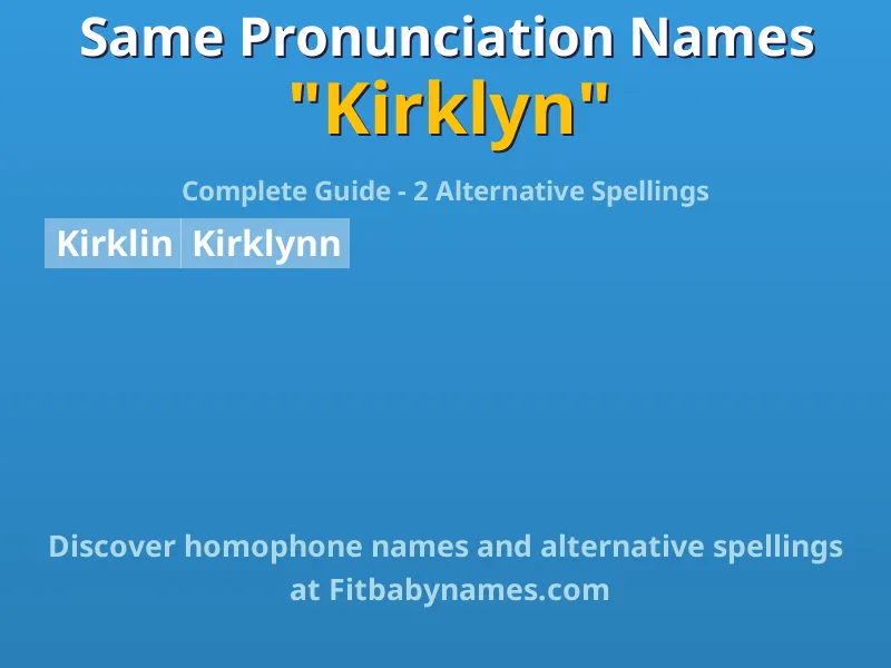 Infographic: Kirklyn same pronunciation names, similar names, and homophone names