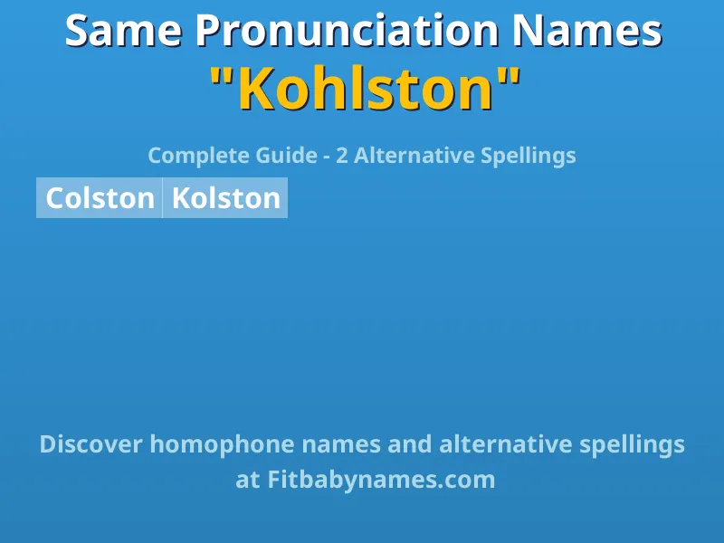 Infographic: Kohlston same pronunciation names, similar names, and homophone names