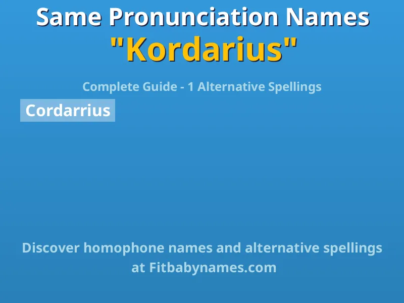 Infographic: Kordarius same pronunciation names, similar names, and homophone names