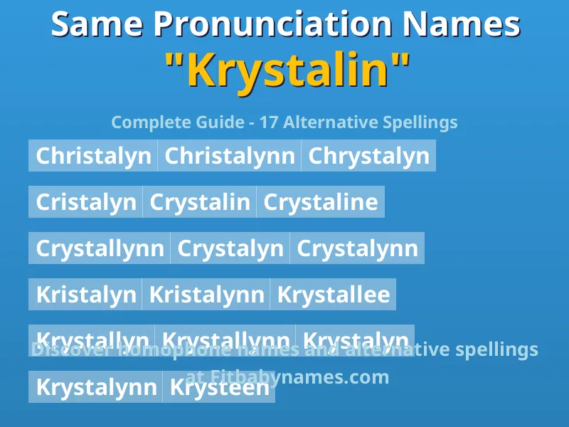 Infographic: Krystalin same pronunciation names, similar names, and homophone names