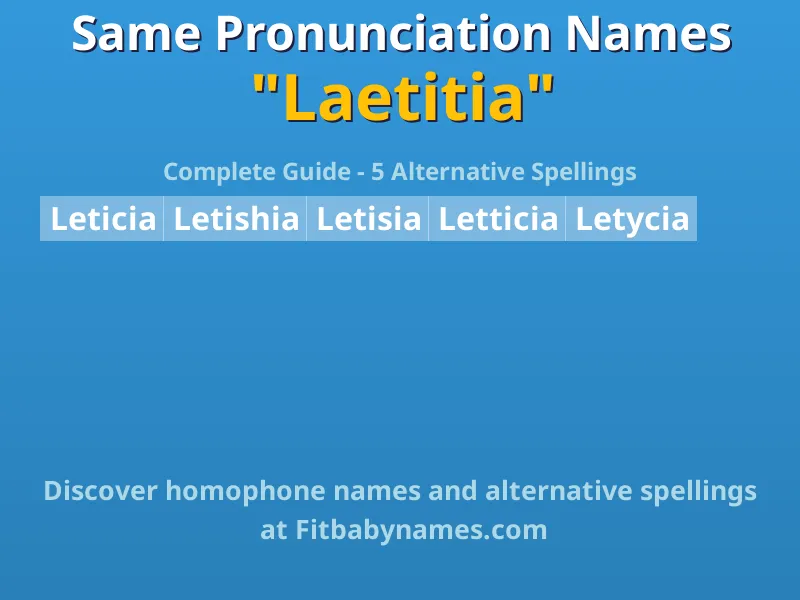 Infographic: Laetitia same pronunciation names, similar names, and homophone names