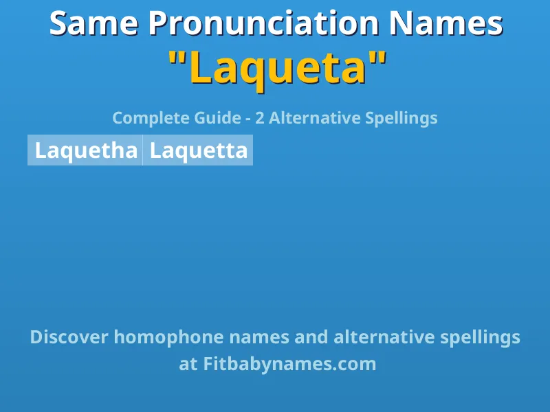 Infographic: Laqueta same pronunciation names, similar names, and homophone names