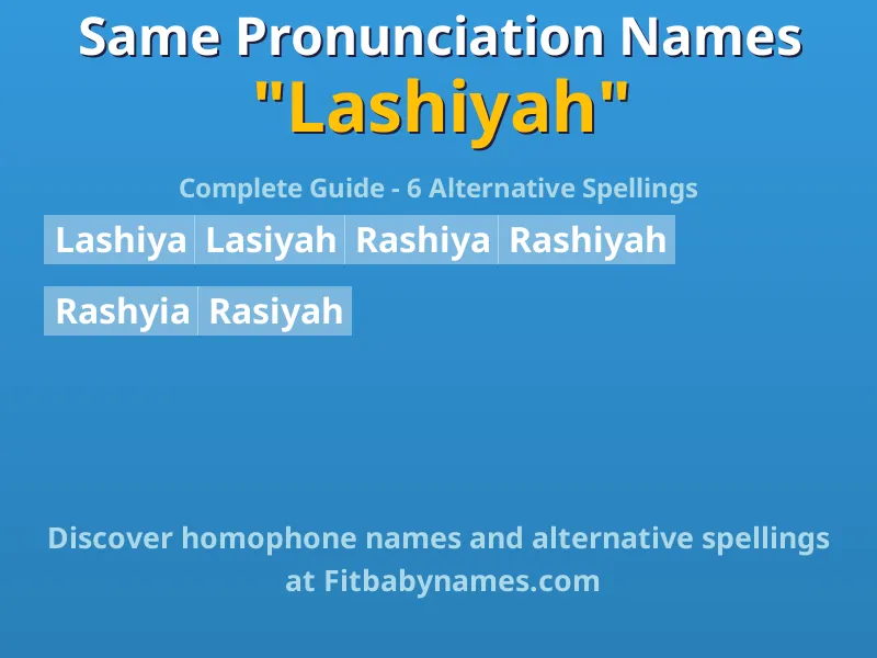 Infographic: Lashiyah same pronunciation names, similar names, and homophone names