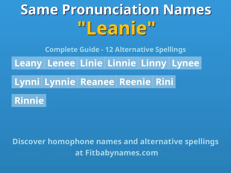 Infographic: Leanie same pronunciation names, similar names, and homophone names
