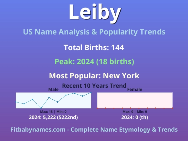 Infographic: Leiby name meaning, origin, and popularity trends in the United States (US baby name analysis chart)
