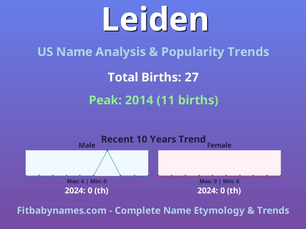 Infographic: Leiden name meaning, origin, and popularity trends in the United States (US baby name analysis chart)