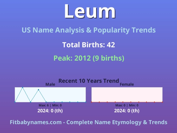Infographic: Leum name meaning, origin, and popularity trends in the United States (US baby name analysis chart)