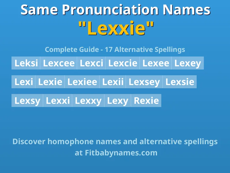 Infographic: Lexxie same pronunciation names, similar names, and homophone names