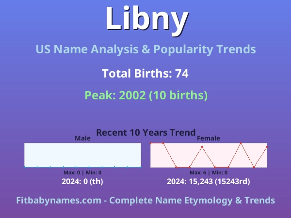 Infographic: Libny name meaning, origin, and popularity trends in the United States (US baby name analysis chart)