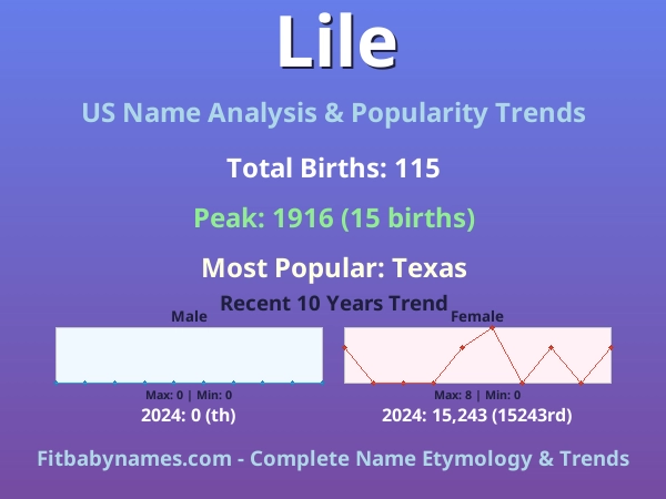 Infographic: Lile name meaning, origin, and popularity trends in the United States (US baby name analysis chart)