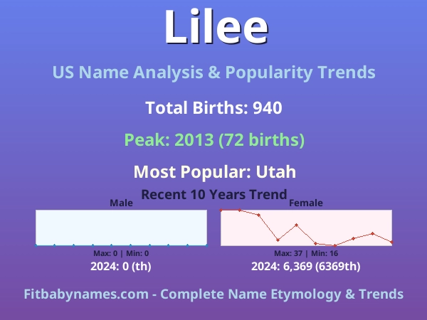 Infographic: Lilee name meaning, origin, and popularity trends in the United States (US baby name analysis chart)