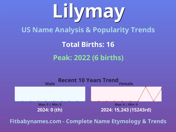 Infographic: Lilymay name meaning, origin, and popularity trends in the United States (US baby name analysis chart)
