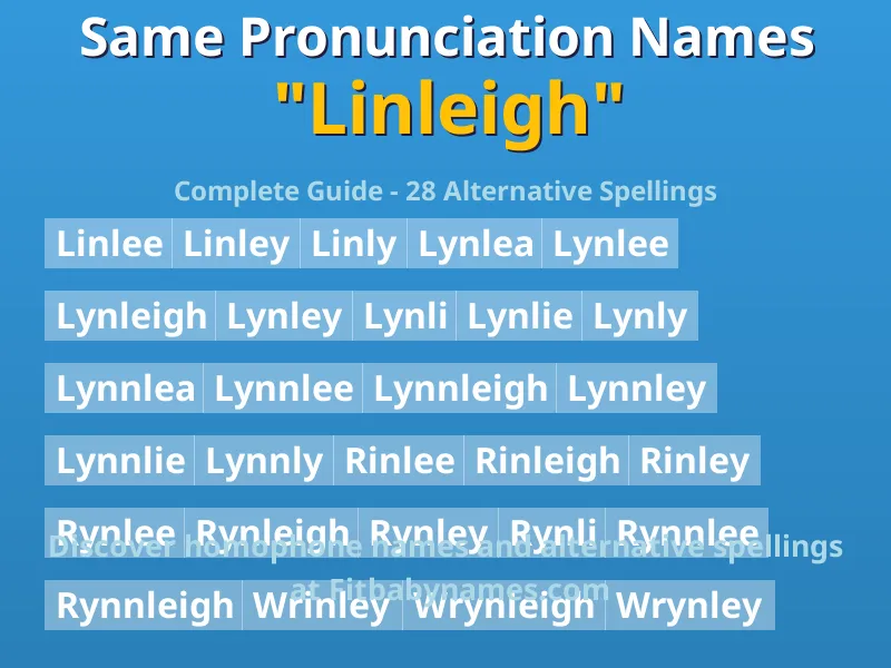 Infographic: Linleigh same pronunciation names, similar names, and homophone names