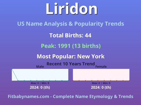 Infographic: Liridon name meaning, origin, and popularity trends in the United States (US baby name analysis chart)