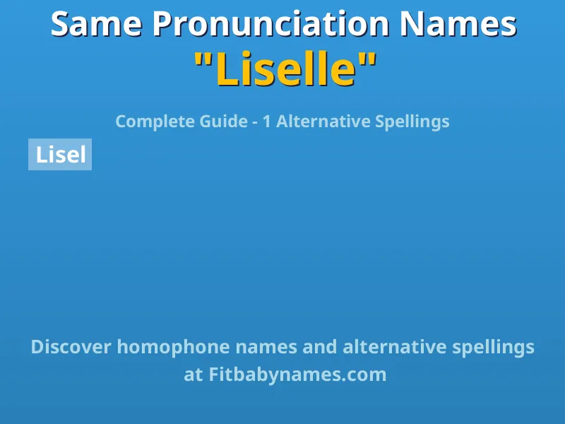 Infographic: Liselle same pronunciation names, similar names, and homophone names