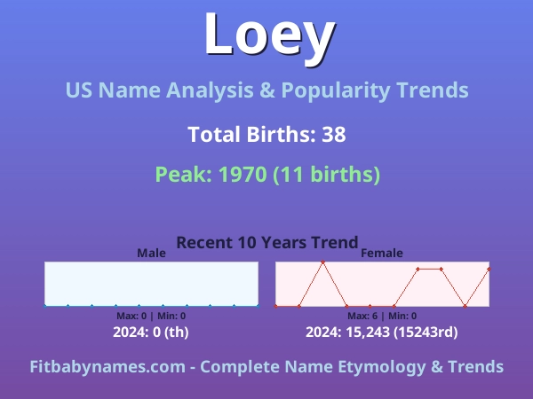 Infographic: Loey name meaning, origin, and popularity trends in the United States (US baby name analysis chart)