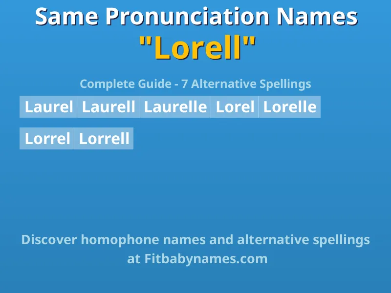 Infographic: Lorell same pronunciation names, similar names, and homophone names