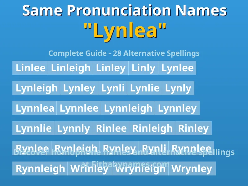 Infographic: Lynlea same pronunciation names, similar names, and homophone names