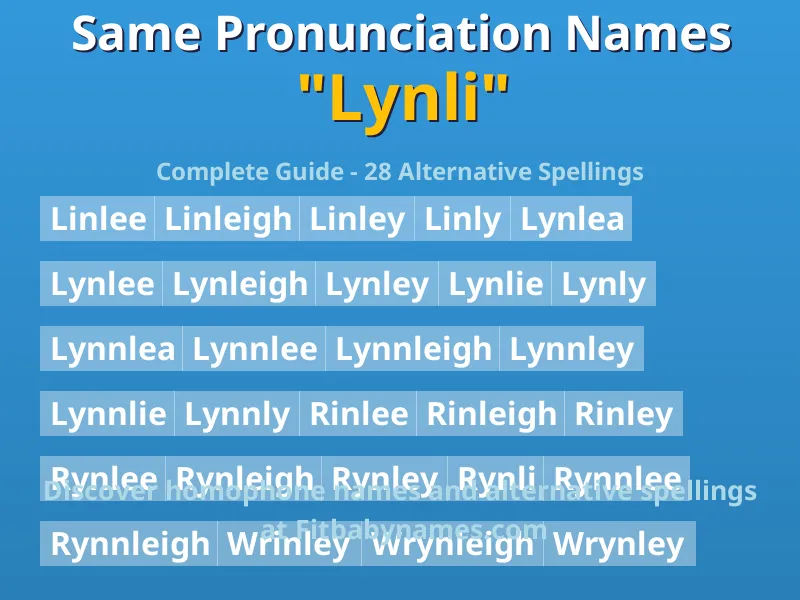 Infographic: Lynli same pronunciation names, similar names, and homophone names