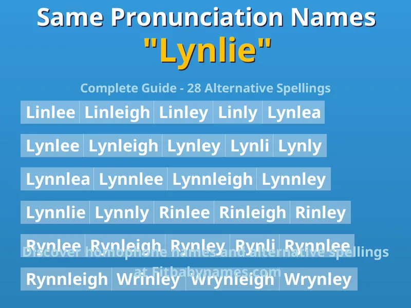 Infographic: Lynlie same pronunciation names, similar names, and homophone names