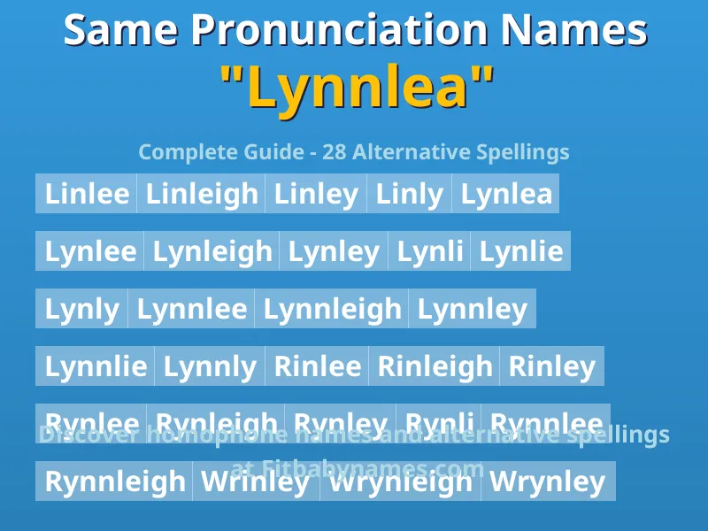 Infographic: Lynnlea same pronunciation names, similar names, and homophone names