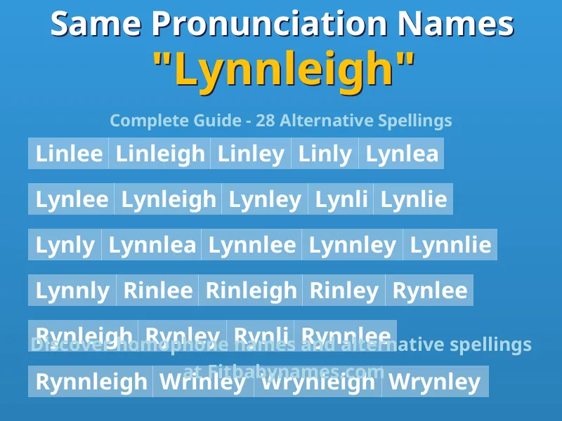 Infographic: Lynnleigh same pronunciation names, similar names, and homophone names