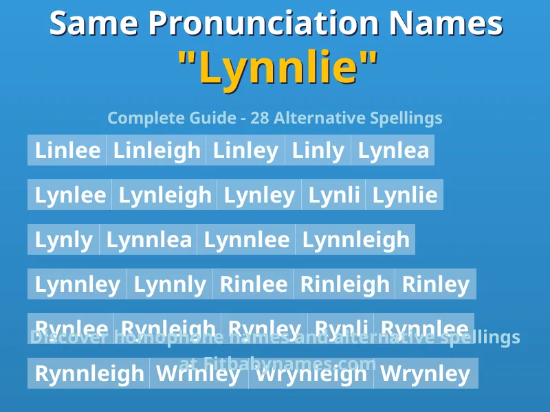 Infographic: Lynnlie same pronunciation names, similar names, and homophone names
