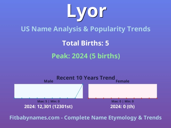 Infographic: Lyor name meaning, origin, and popularity trends in the United States (US baby name analysis chart)