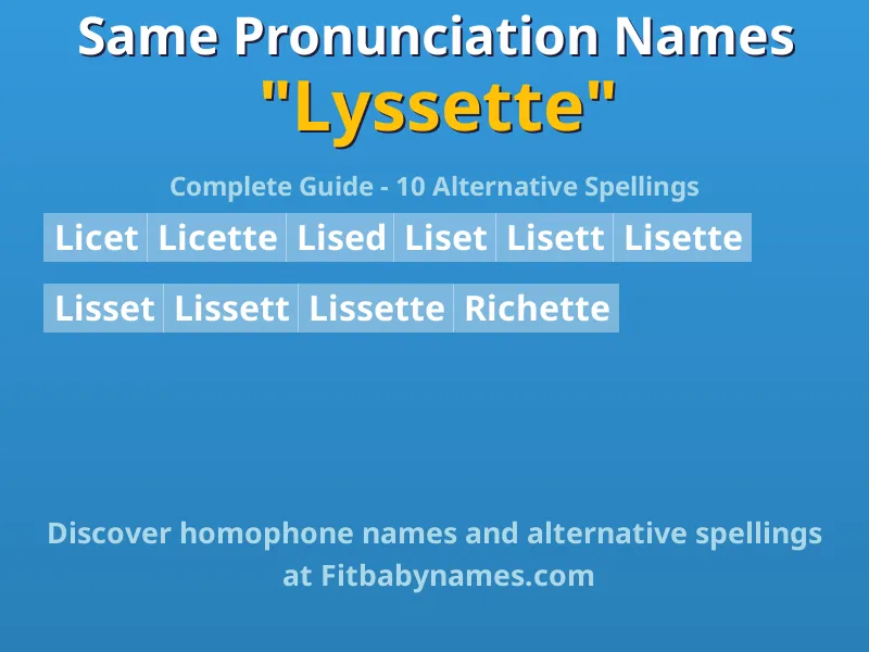 Infographic: Lyssette same pronunciation names, similar names, and homophone names