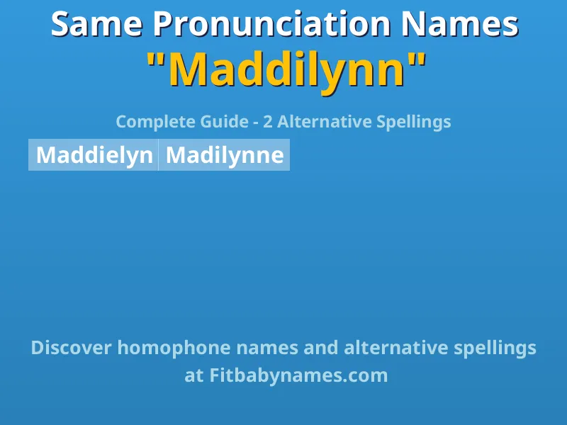 Infographic: Maddilynn same pronunciation names, similar names, and homophone names