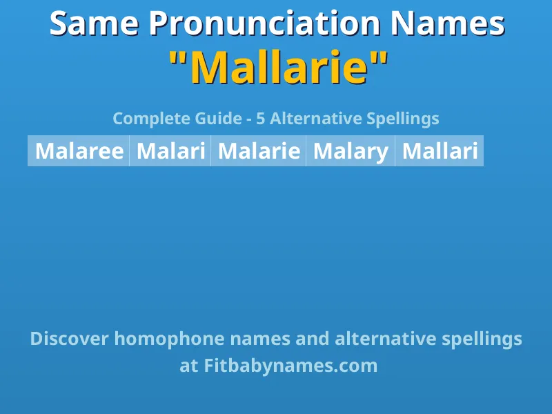Infographic: Mallarie same pronunciation names, similar names, and homophone names