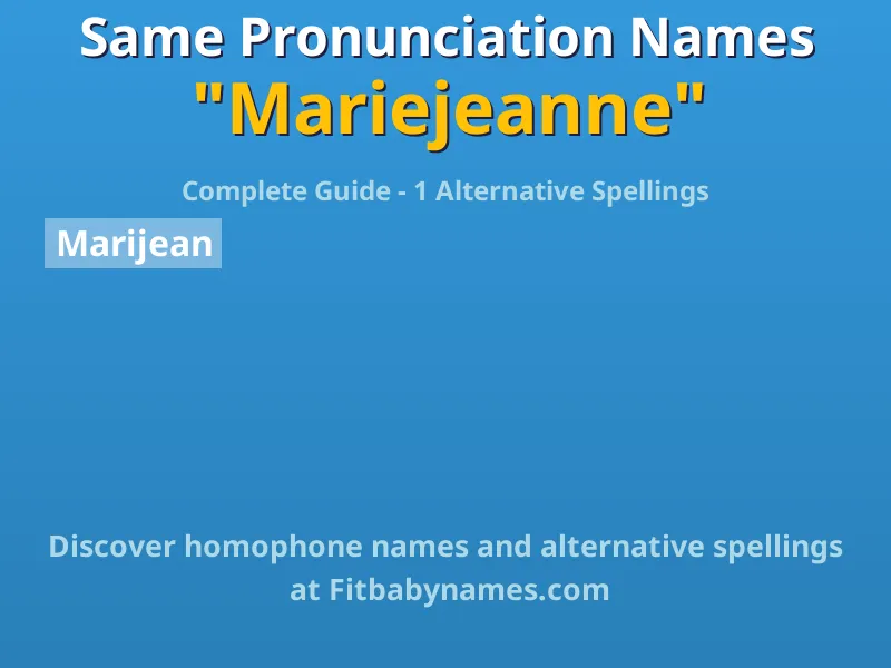Infographic: Mariejeanne same pronunciation names, similar names, and homophone names