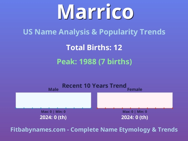 Infographic: Marrico name meaning, origin, and popularity trends in the United States (US baby name analysis chart)