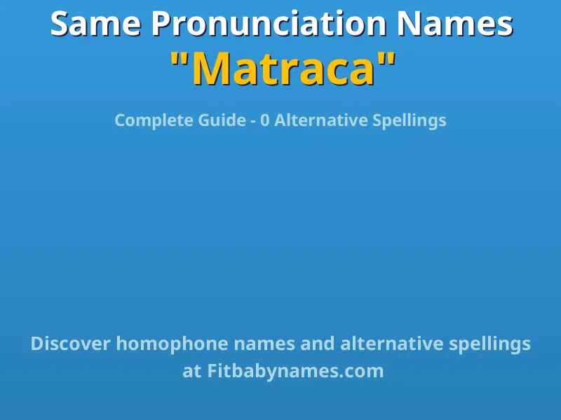 Infographic: Matraca same pronunciation names, similar names, and homophone names