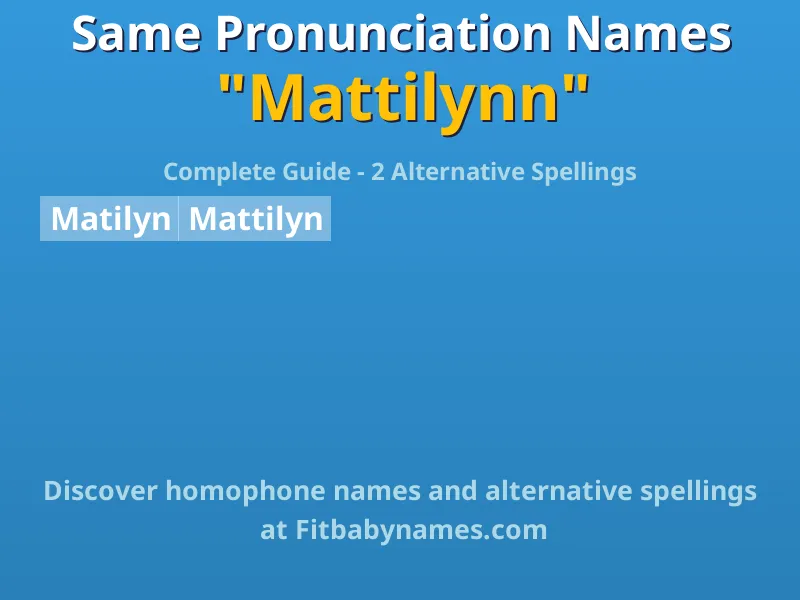 Infographic: Mattilynn same pronunciation names, similar names, and homophone names