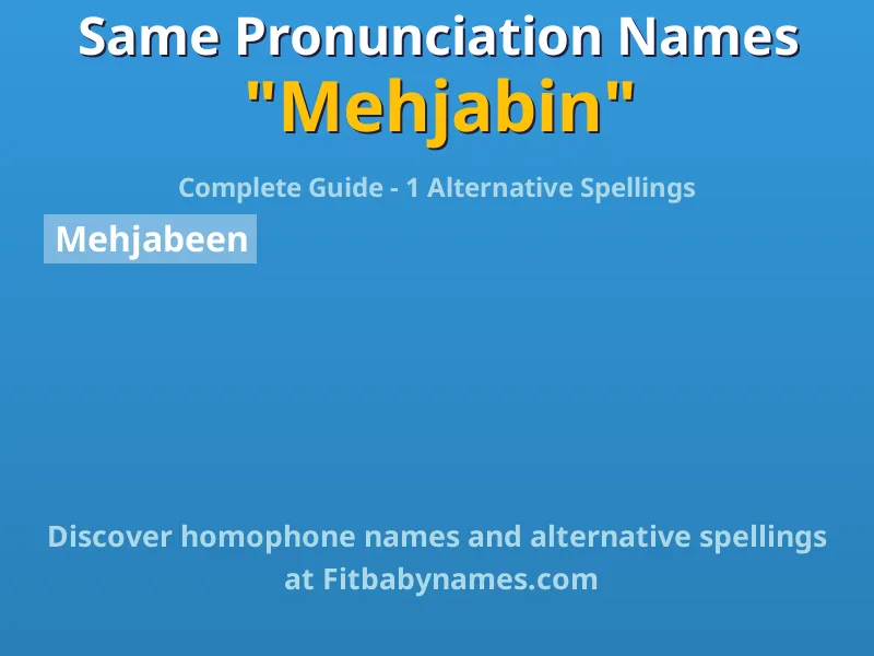 Infographic: Mehjabin same pronunciation names, similar names, and homophone names