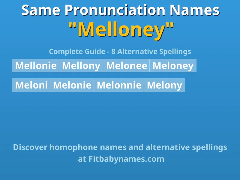 Infographic: Melloney same pronunciation names, similar names, and homophone names