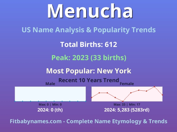 Infographic: Menucha name meaning, origin, and popularity trends in the United States (US baby name analysis chart)