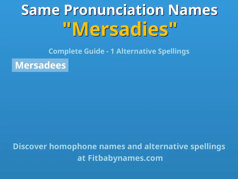 Infographic: Mersadies same pronunciation names, similar names, and homophone names