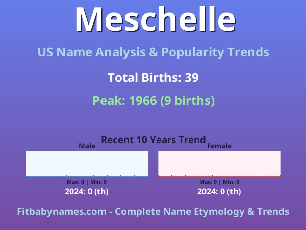 Infographic: Meschelle name meaning, origin, and popularity trends in the United States (US baby name analysis chart)