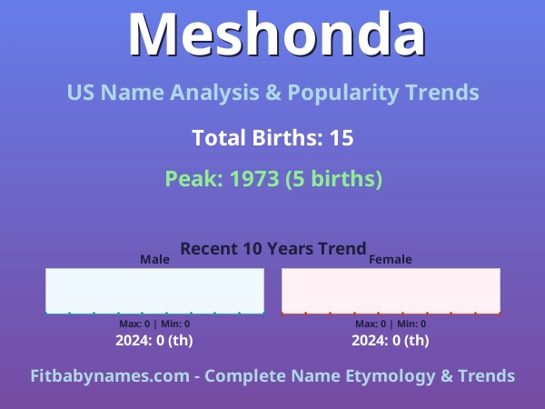 Infographic: Meshonda name meaning, origin, and popularity trends in the United States (US baby name analysis chart)