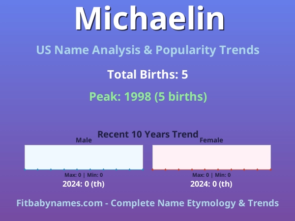 Infographic: Michaelin name meaning, origin, and popularity trends in the United States (US baby name analysis chart)