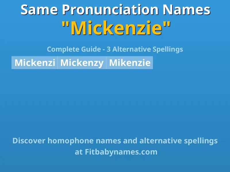 Infographic: Mickenzie same pronunciation names, similar names, and homophone names