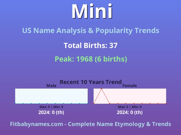 Infographic: Mini name meaning, origin, and popularity trends in the United States (US baby name analysis chart)