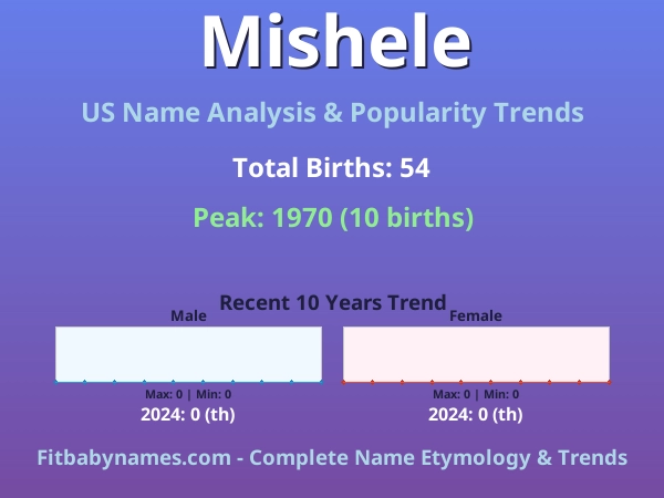 Infographic: Mishele name meaning, origin, and popularity trends in the United States (US baby name analysis chart)