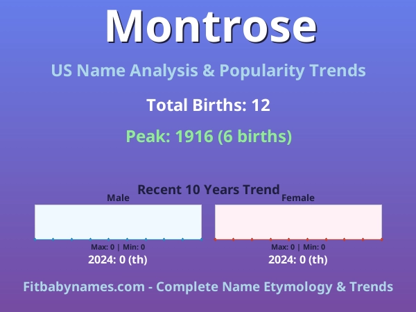 Infographic: Montrose name meaning, origin, and popularity trends in the United States (US baby name analysis chart)