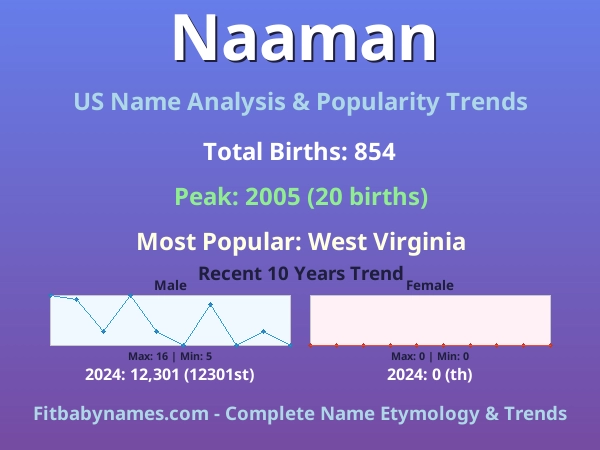 Infographic: Naaman name meaning, origin, and popularity trends in the United States (US baby name analysis chart)